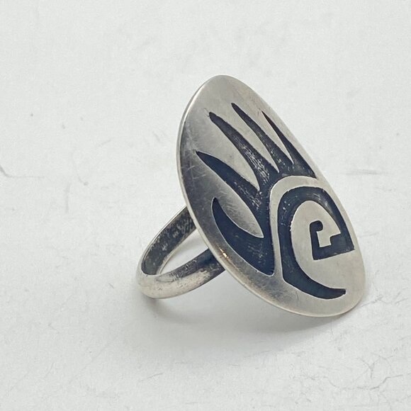 Hopi Gordon Honyestewa Sterling Silver Bear Paw Ring Native American Sz 9.75 Vtg - Picture 3 of 9